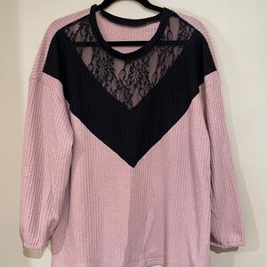 SHEIN Pink and Black Lace Top